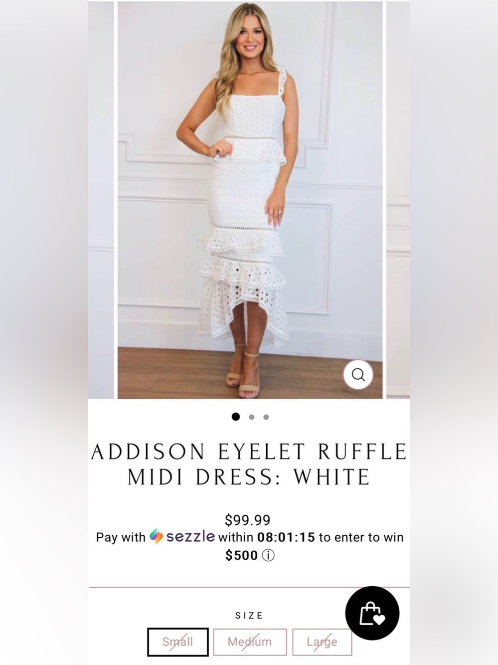 Addison Eyelet Ruffle Midi Dress - White